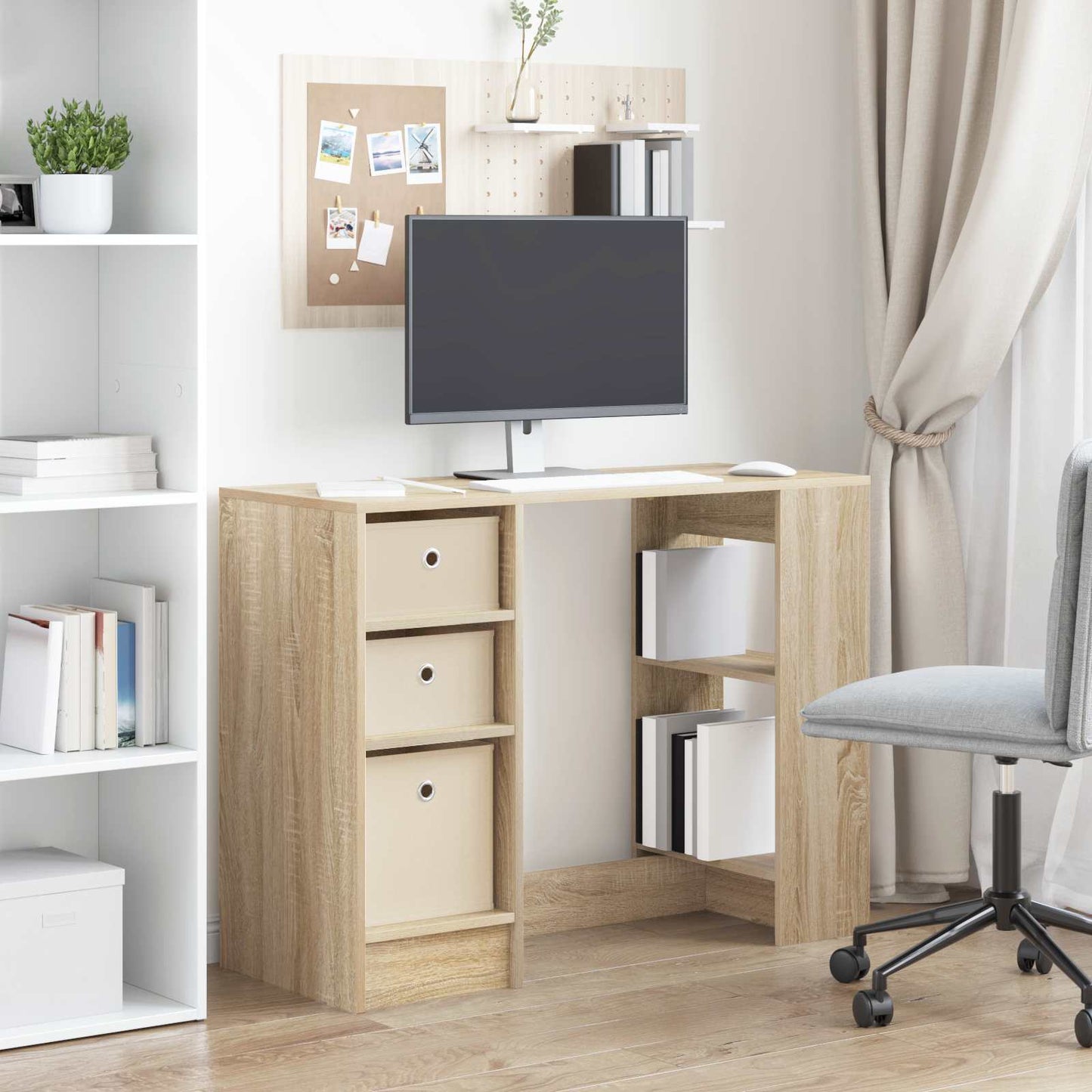 vidaXL Desk with Drawer Sonoma Oak 100 x 40 x 75 cm Engineered Wood