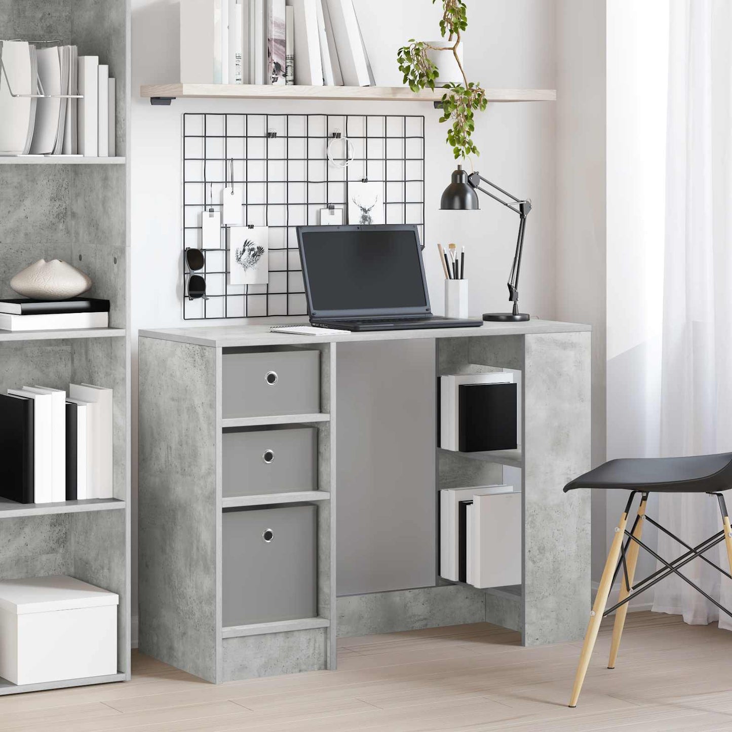 vidaXL Desk with Drawer Concrete Grey 100 x 40 x 75 cm Engineered Wood