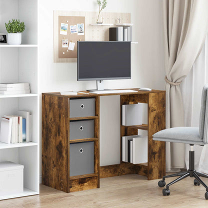 vidaXL Desk with Drawer Smoked Oak 100 x 40 x 75 cm Engineered Wood