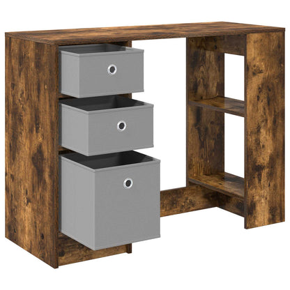 vidaXL Desk with Drawer Smoked Oak 100 x 40 x 75 cm Engineered Wood