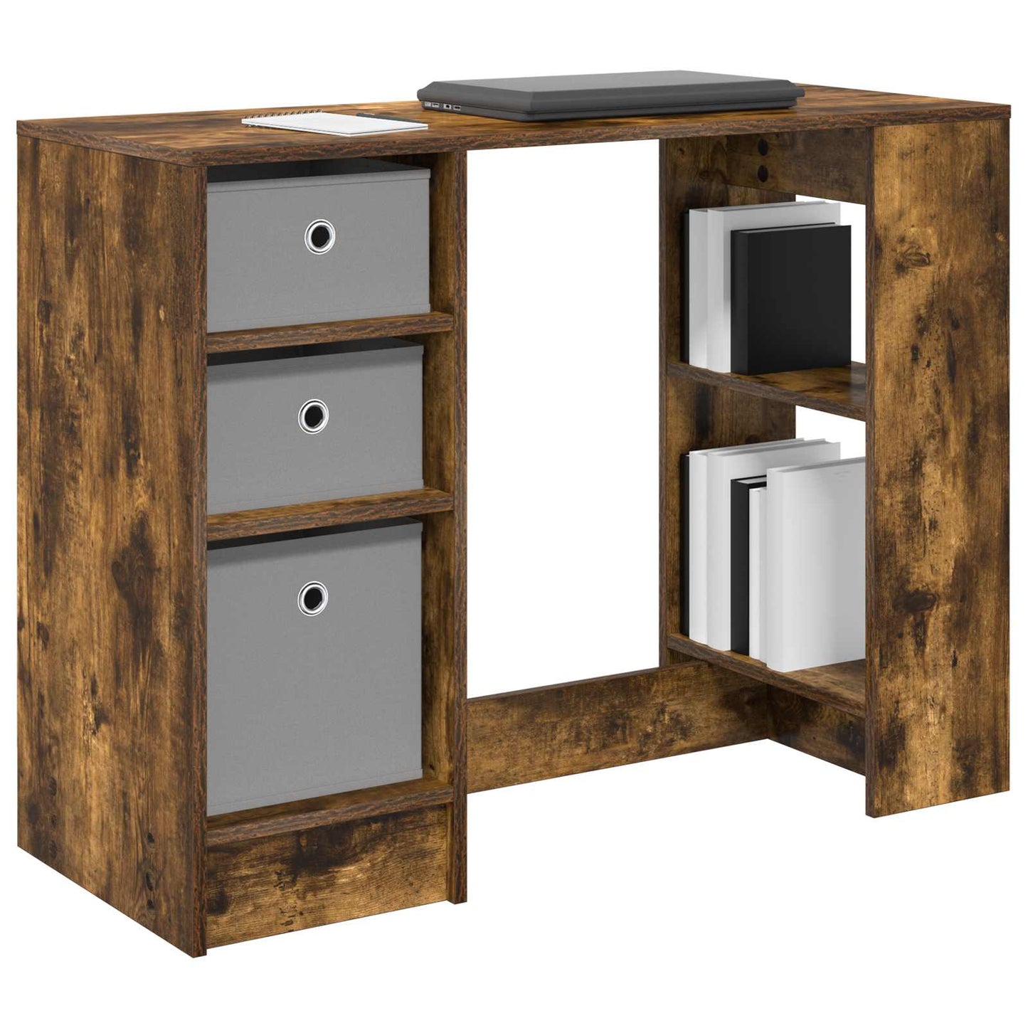 vidaXL Desk with Drawer Smoked Oak 100 x 40 x 75 cm Engineered Wood
