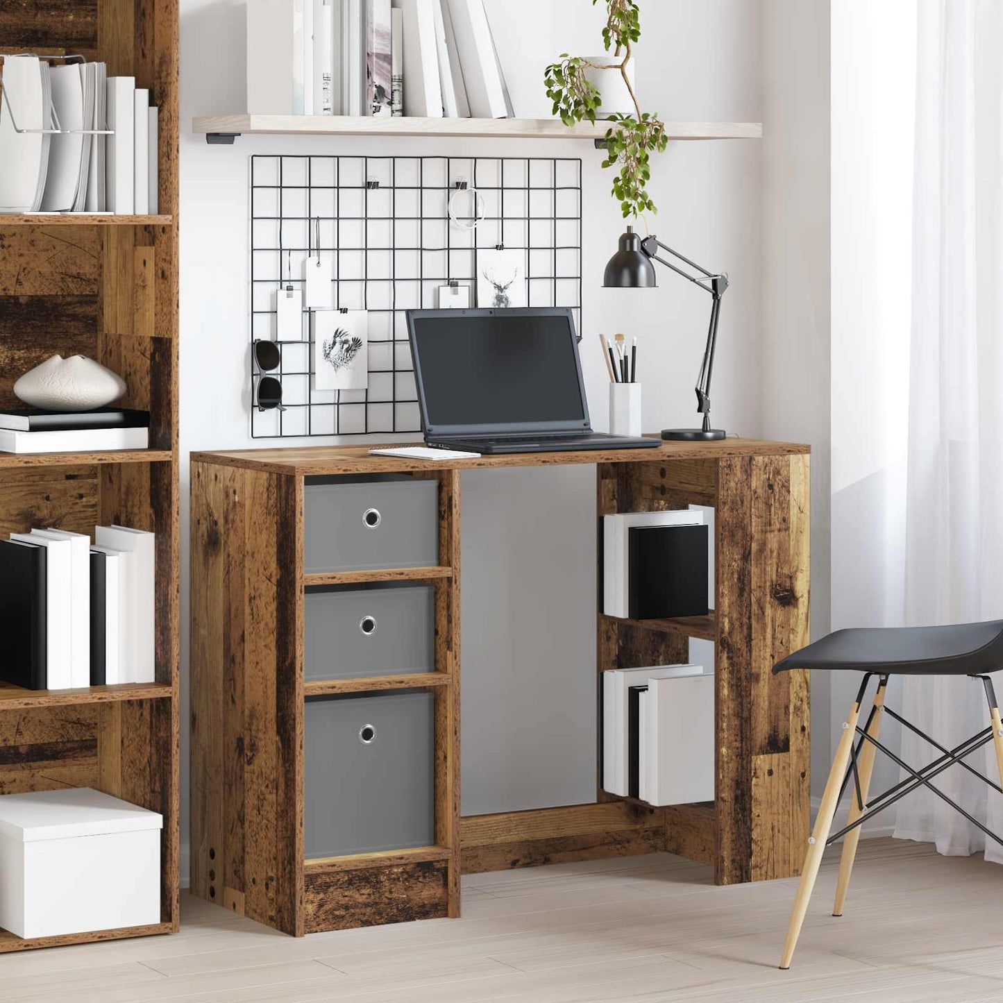 vidaXL Desk with Drawer Old Wood 100 x 40 x 75 cm Engineered Wood