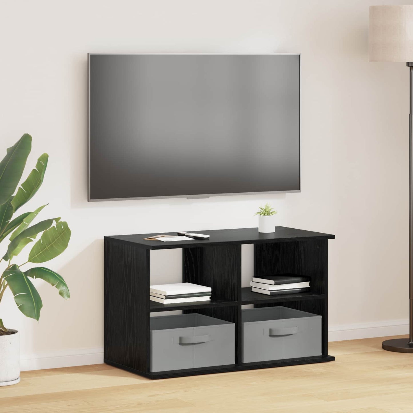 vidaXL TV stand with Drawer Black Oak 79 x 40 x 48 cm