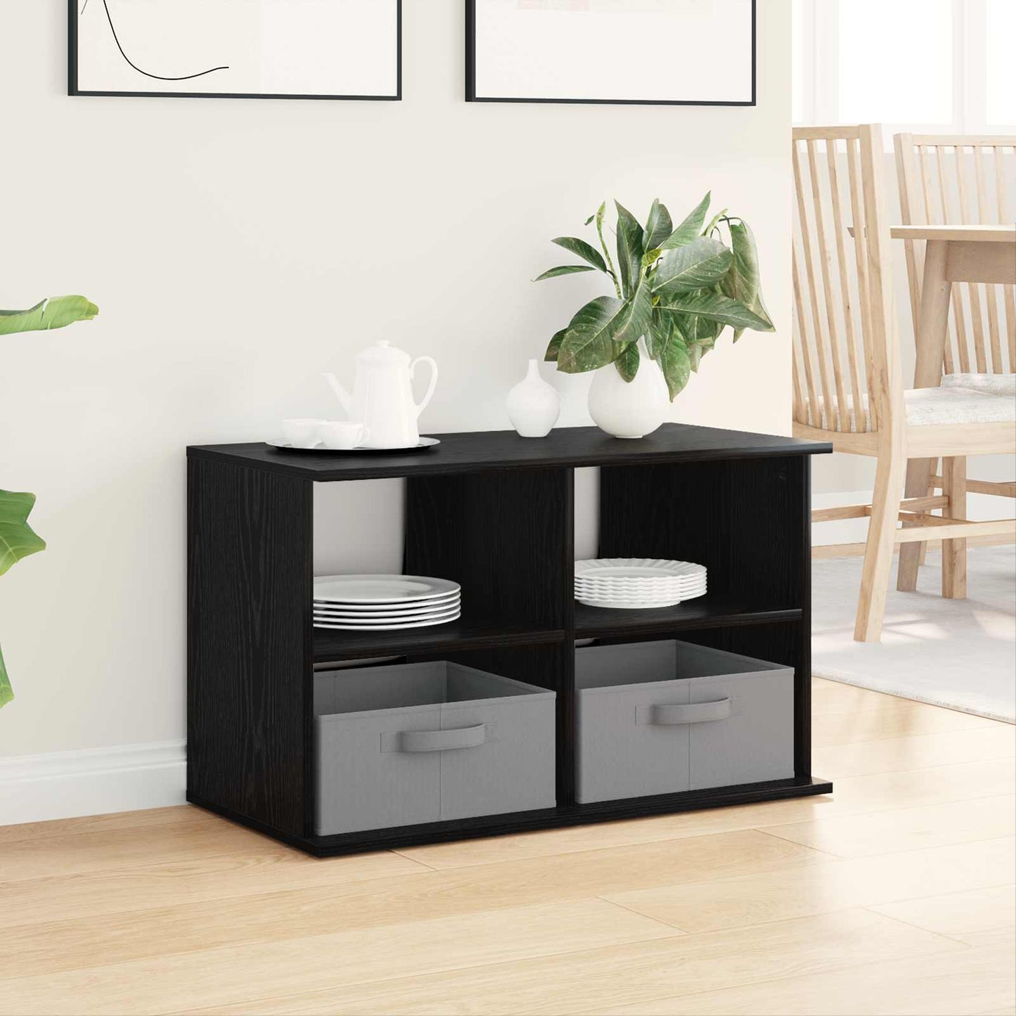 vidaXL TV stand with Drawer Black Oak 79 x 40 x 48 cm