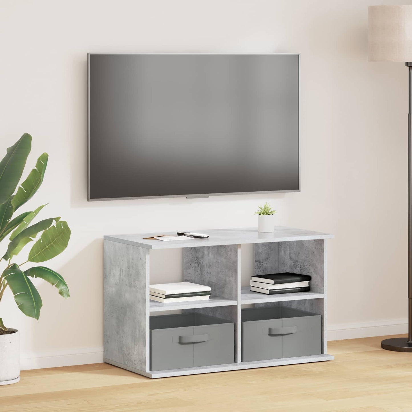 vidaXL TV stand with Drawer Concrete Grey 79 x 40 x 48 cm
