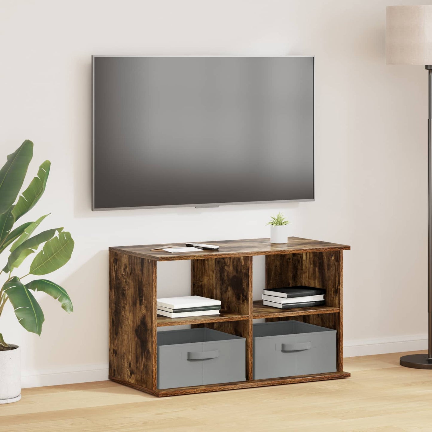 vidaXL TV stand with Drawer Smoked Oak 79 x 40 x 48 cm