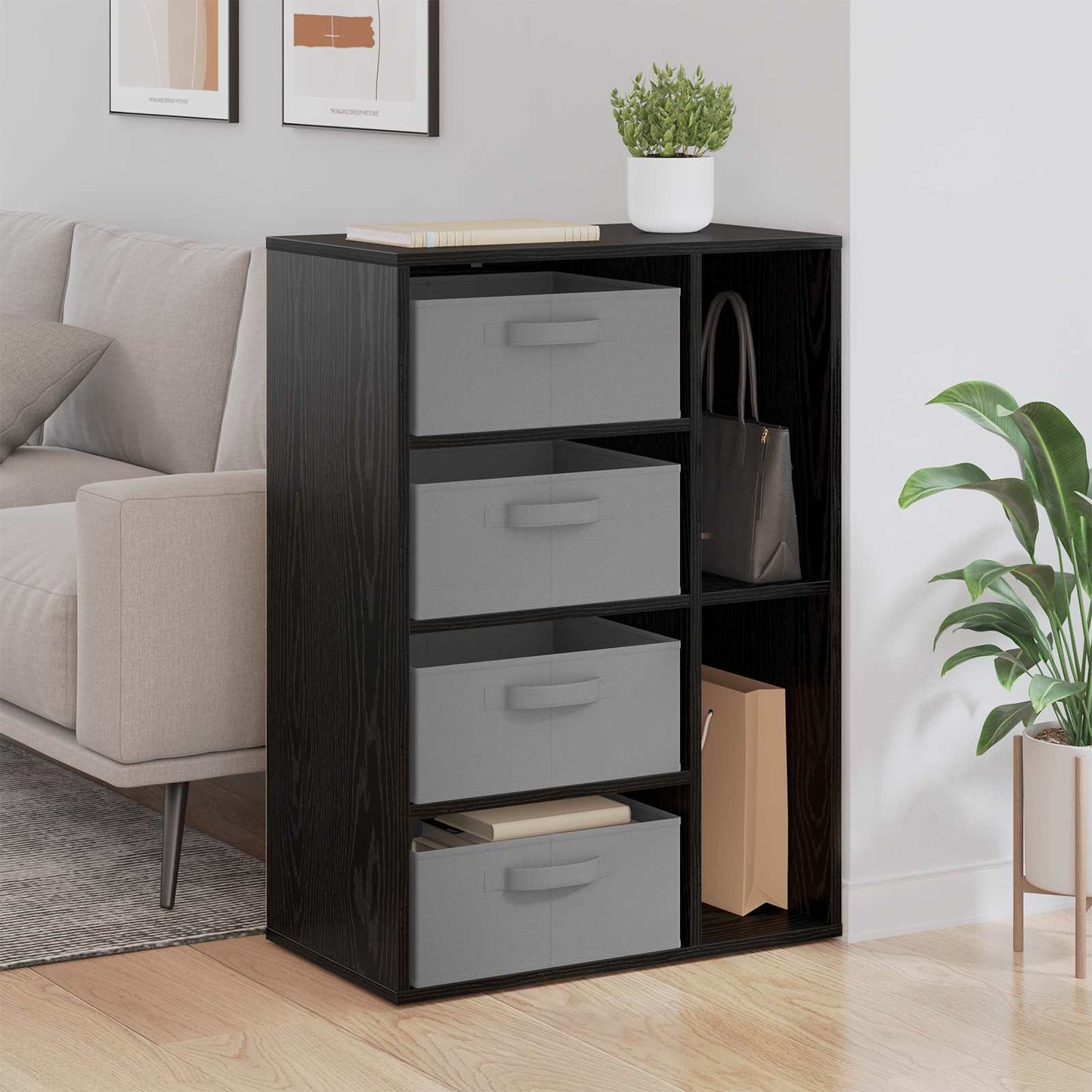 vidaXL Sideboard with Drawer Black Oak 60 x 33.5 x 84 cm