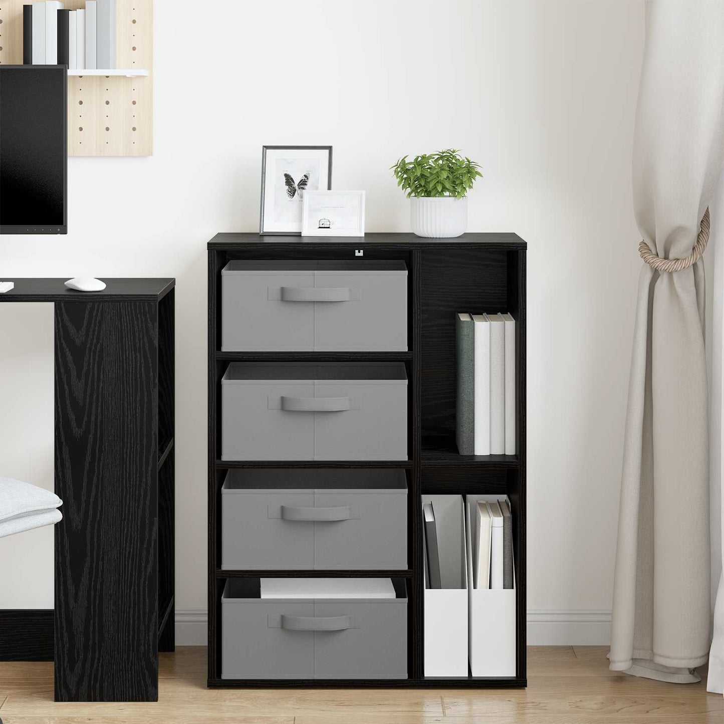 vidaXL Sideboard with Drawer Black Oak 60 x 33.5 x 84 cm