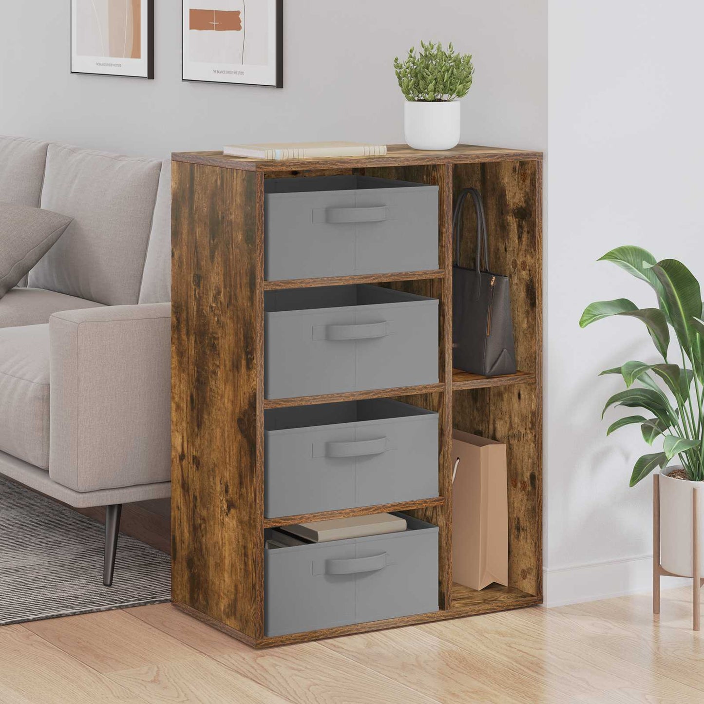 vidaXL Sideboard Smoked Oak 60 x 33.5 x 84 cm