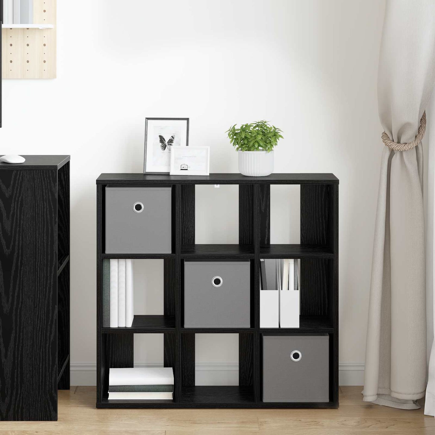 vidaXL Sideboard with Drawer Black Oak 73.5 x 24 x 69.5 cm