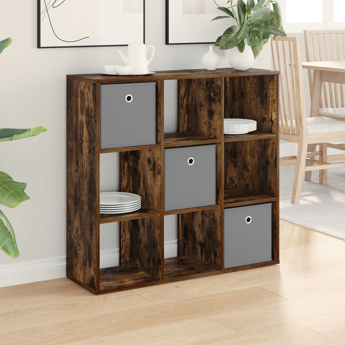vidaXL Sideboard with Drawer Smoked Oak 88.5 x 29 x 84.5 cm