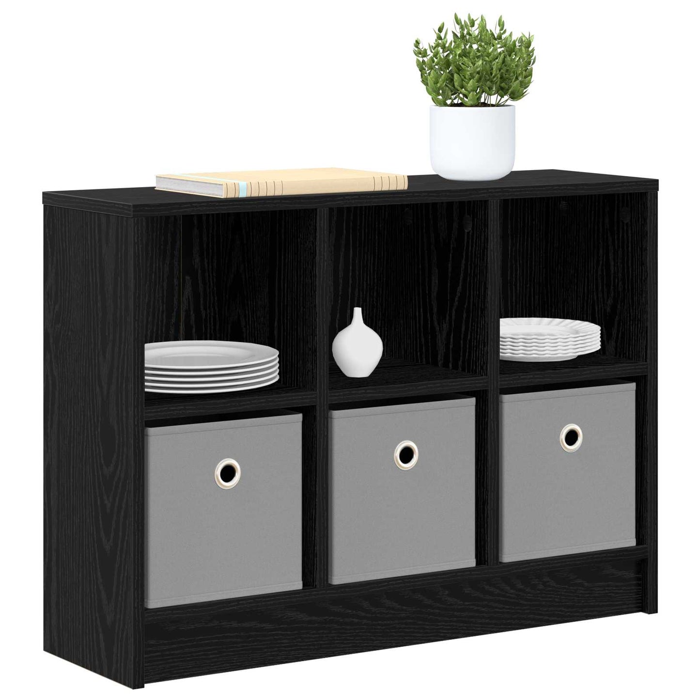 vidaXL Sideboard with Drawer Black Oak 73.5 x 22.5 x 53.5 cm