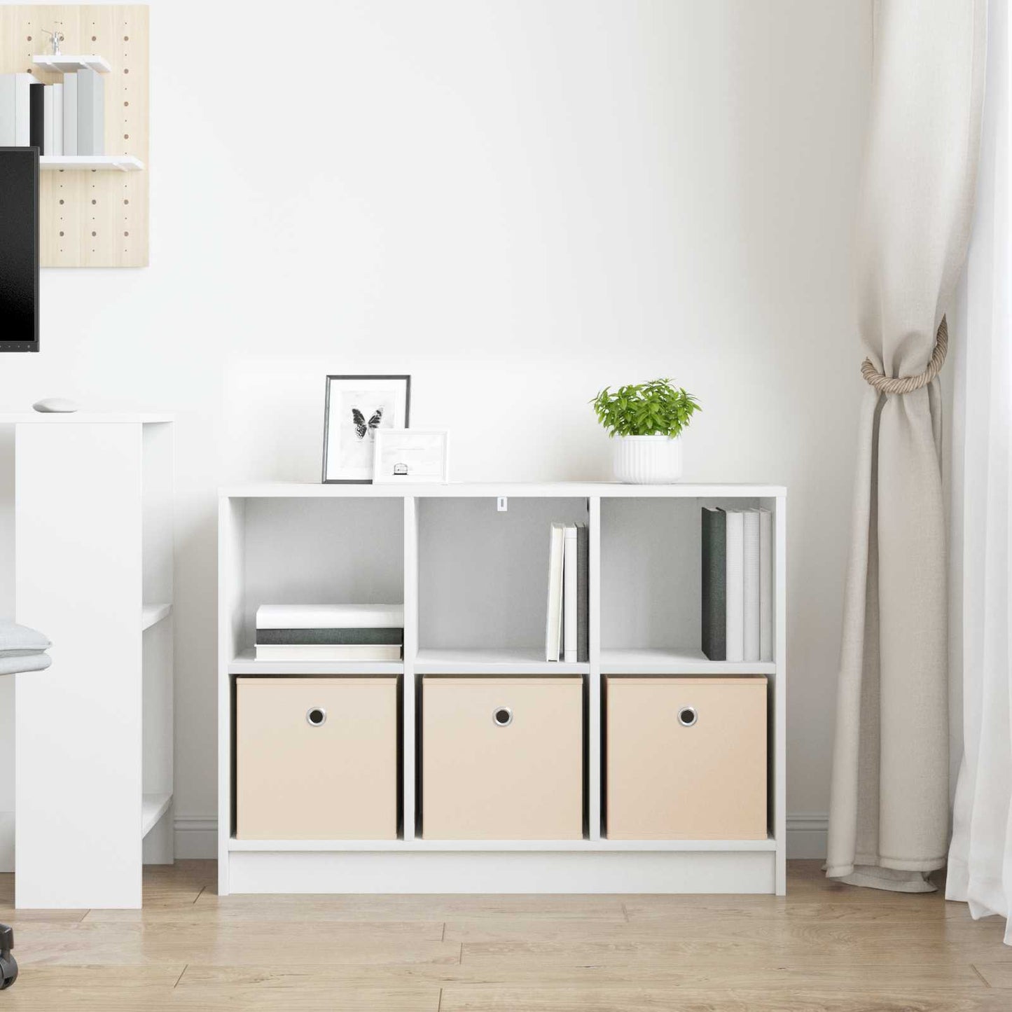 vidaXL Sideboard with Drawer White 88.5 x 27.5 x 63.5 cm
