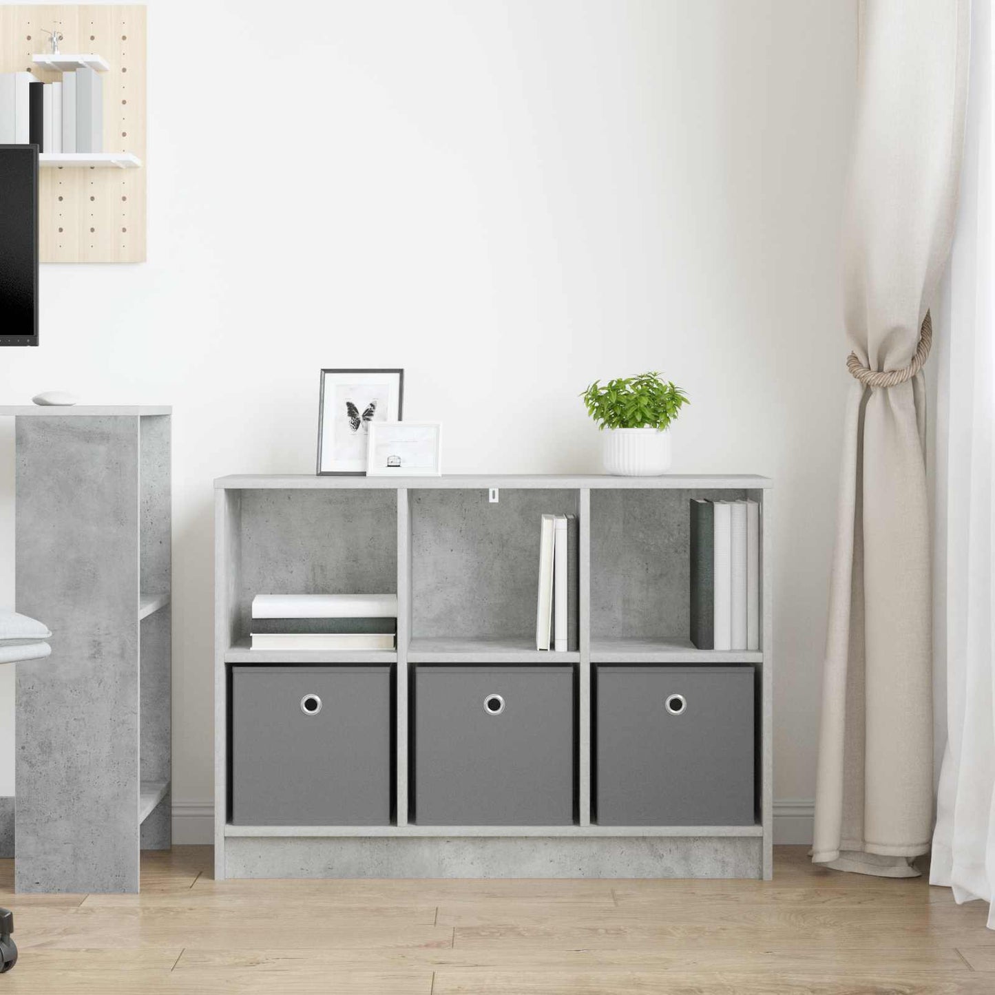 vidaXL Sideboard with Drawer Concrete Grey 88.5 x 27.5 x 63.5 cm