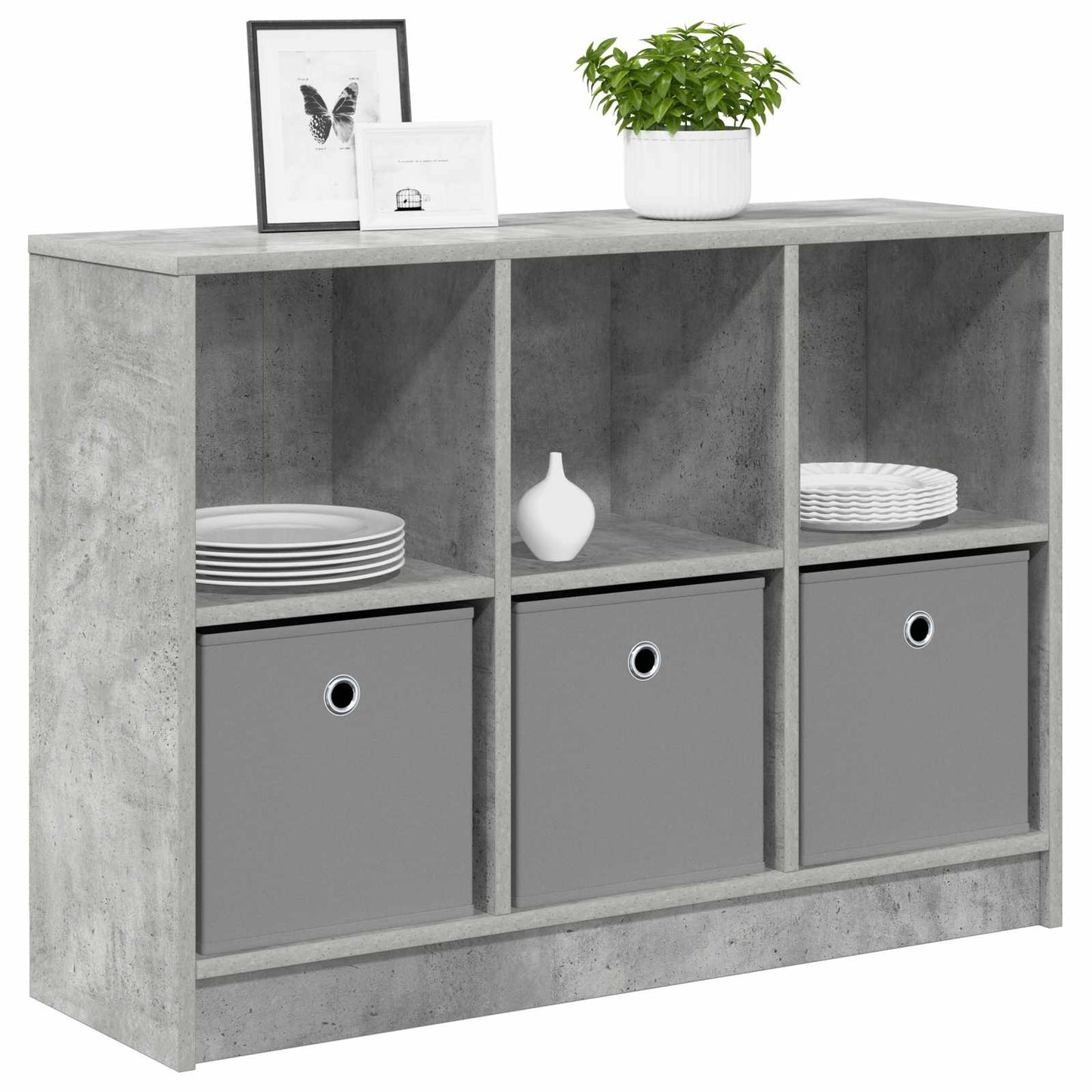vidaXL Sideboard with Drawer Concrete Grey 88.5 x 27.5 x 63.5 cm