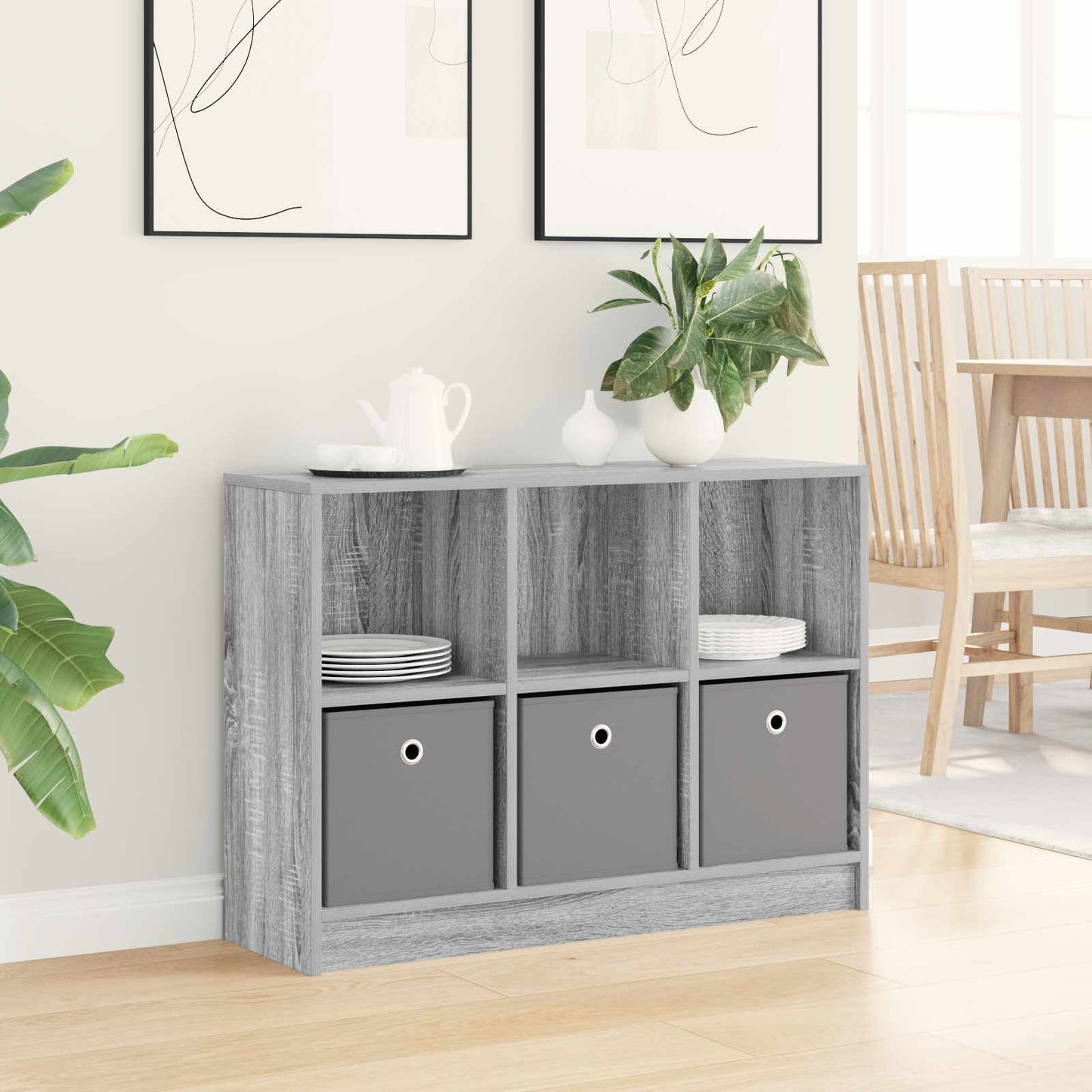vidaXL Sideboard with Drawer Grey Sonoma 88.5 x 27.5 x 63.5 cm
