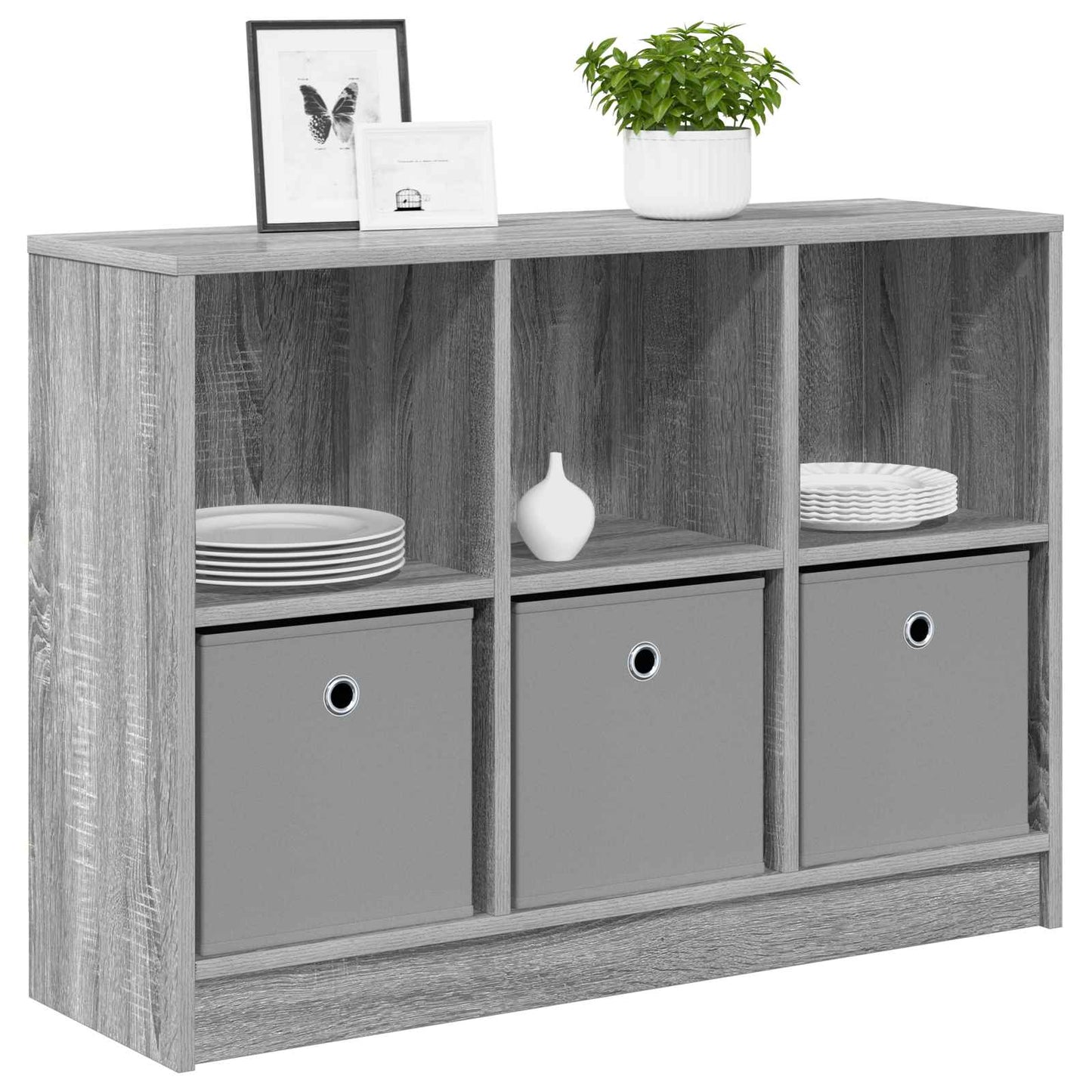vidaXL Sideboard with Drawer Grey Sonoma 88.5 x 27.5 x 63.5 cm