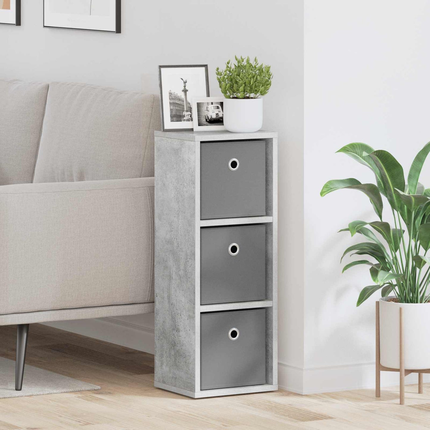 vidaXL Sideboard with Drawer Concrete Grey 25.5 x 22 x 69.5 cm