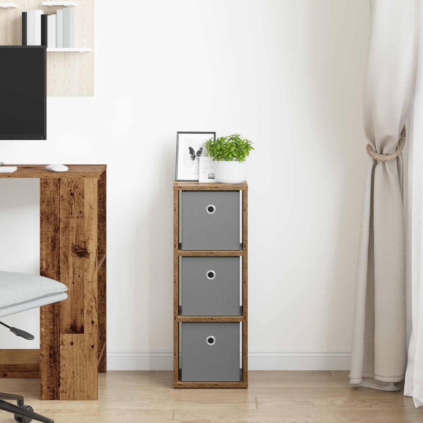 vidaXL Sideboard with Drawer Old Wood 25.5 x 22 x 69.5 cm