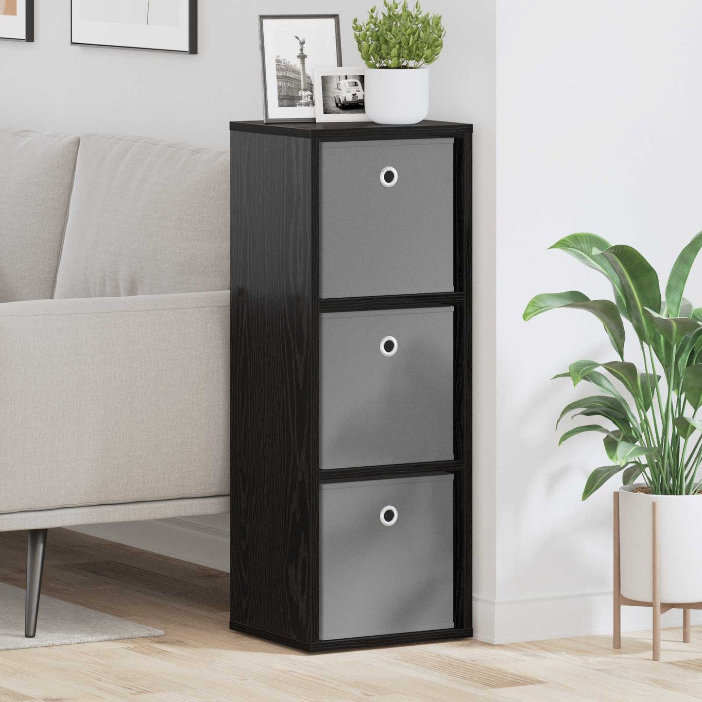 vidaXL Sideboard with Drawer Black Oak 30.5 x 27 x 84.5 cm