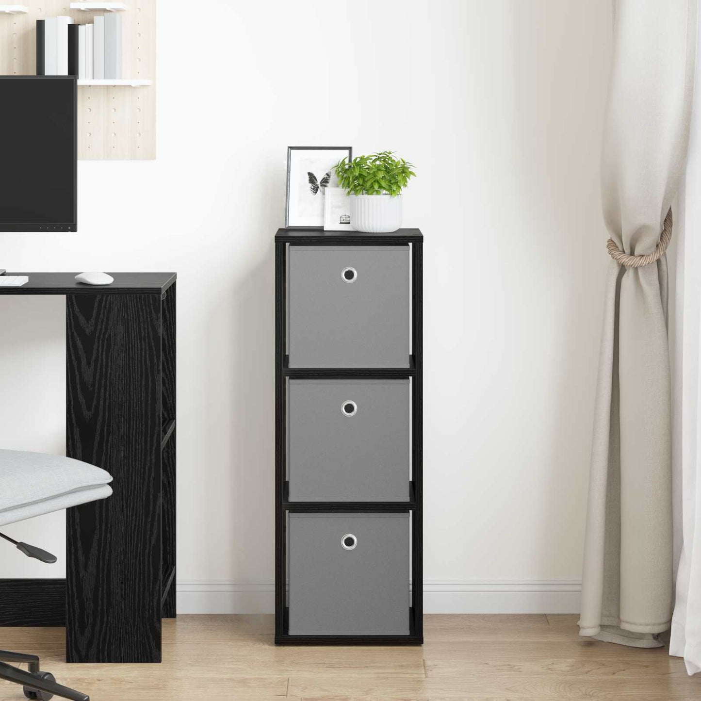 vidaXL Sideboard with Drawer Black Oak 30.5 x 27 x 84.5 cm