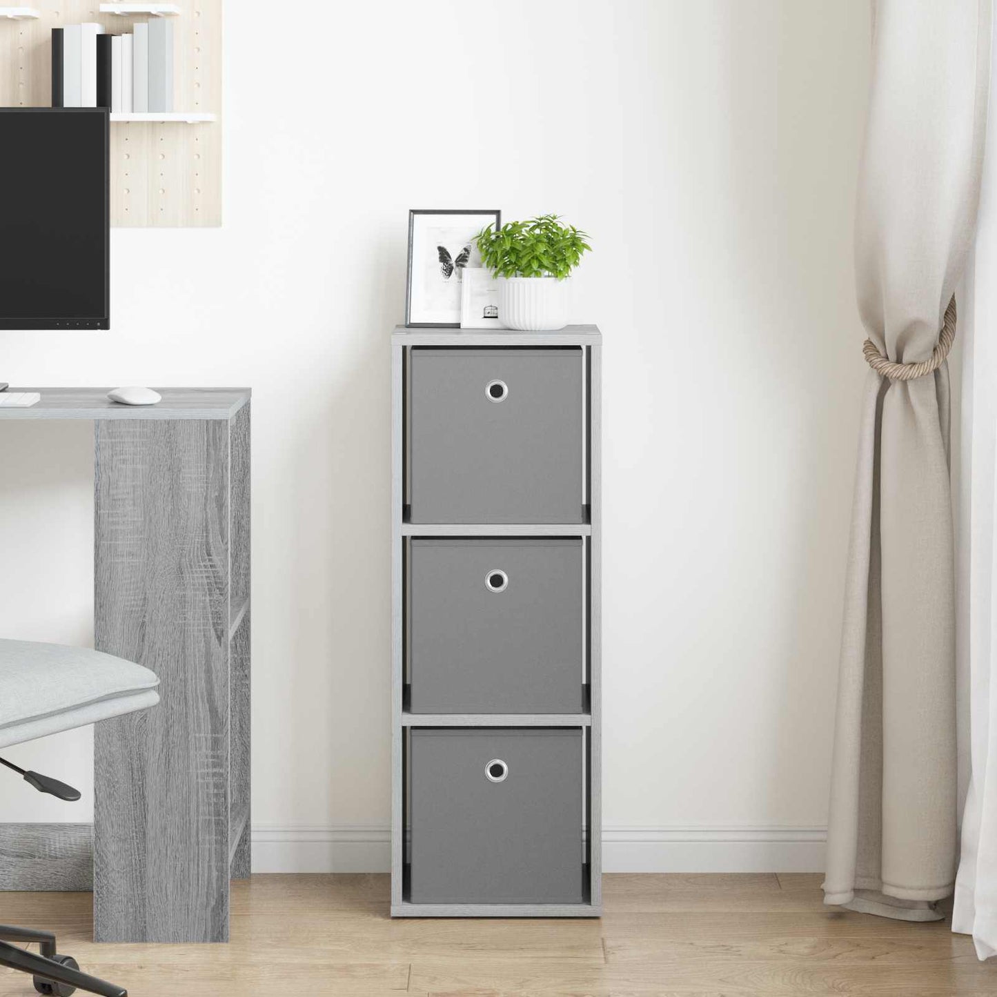 vidaXL Sideboard with Drawer Concrete Grey 30.5 x 27 x 84.5 cm