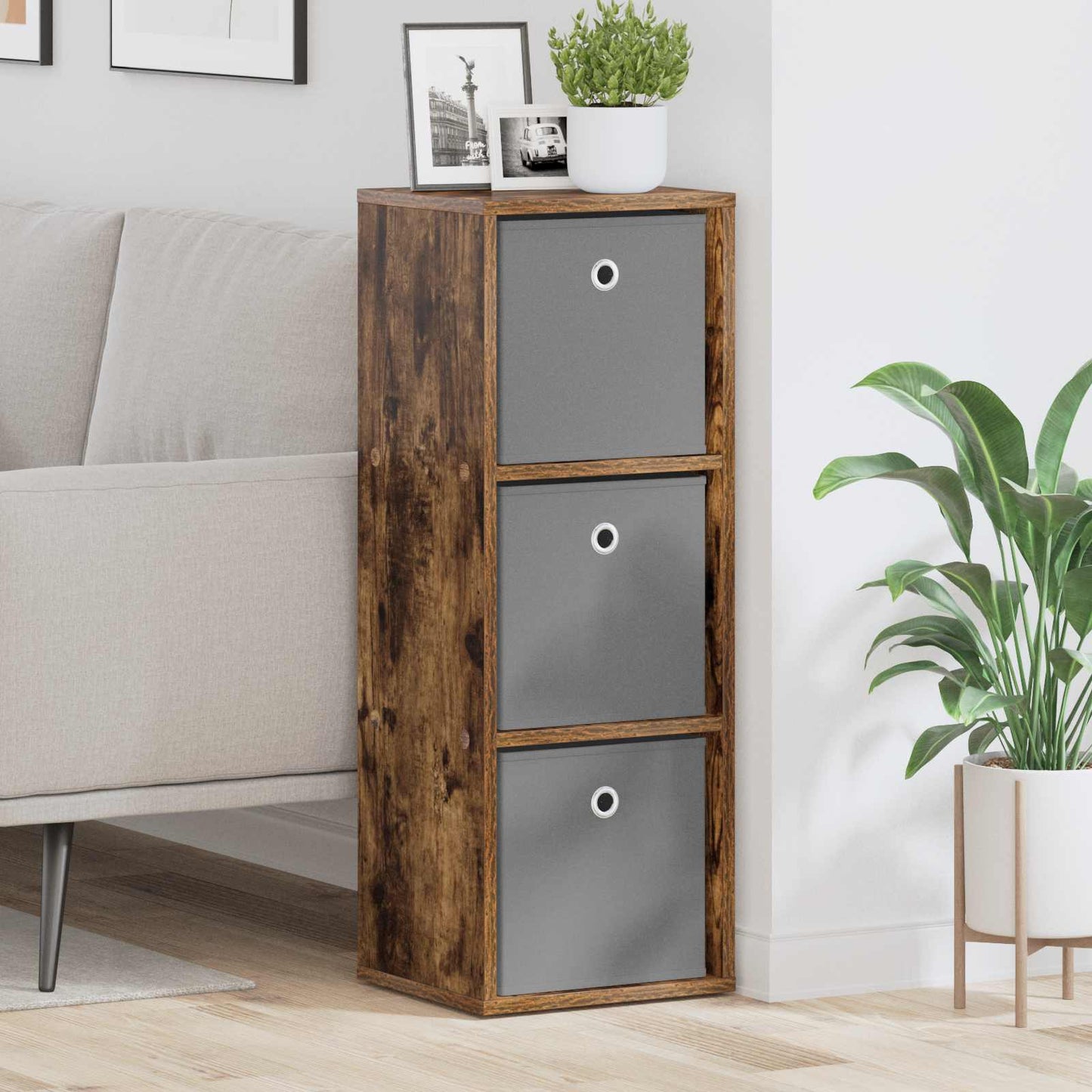 vidaXL Sideboard with Drawer Smoked Oak 30.5 x 27 x 84.5 cm