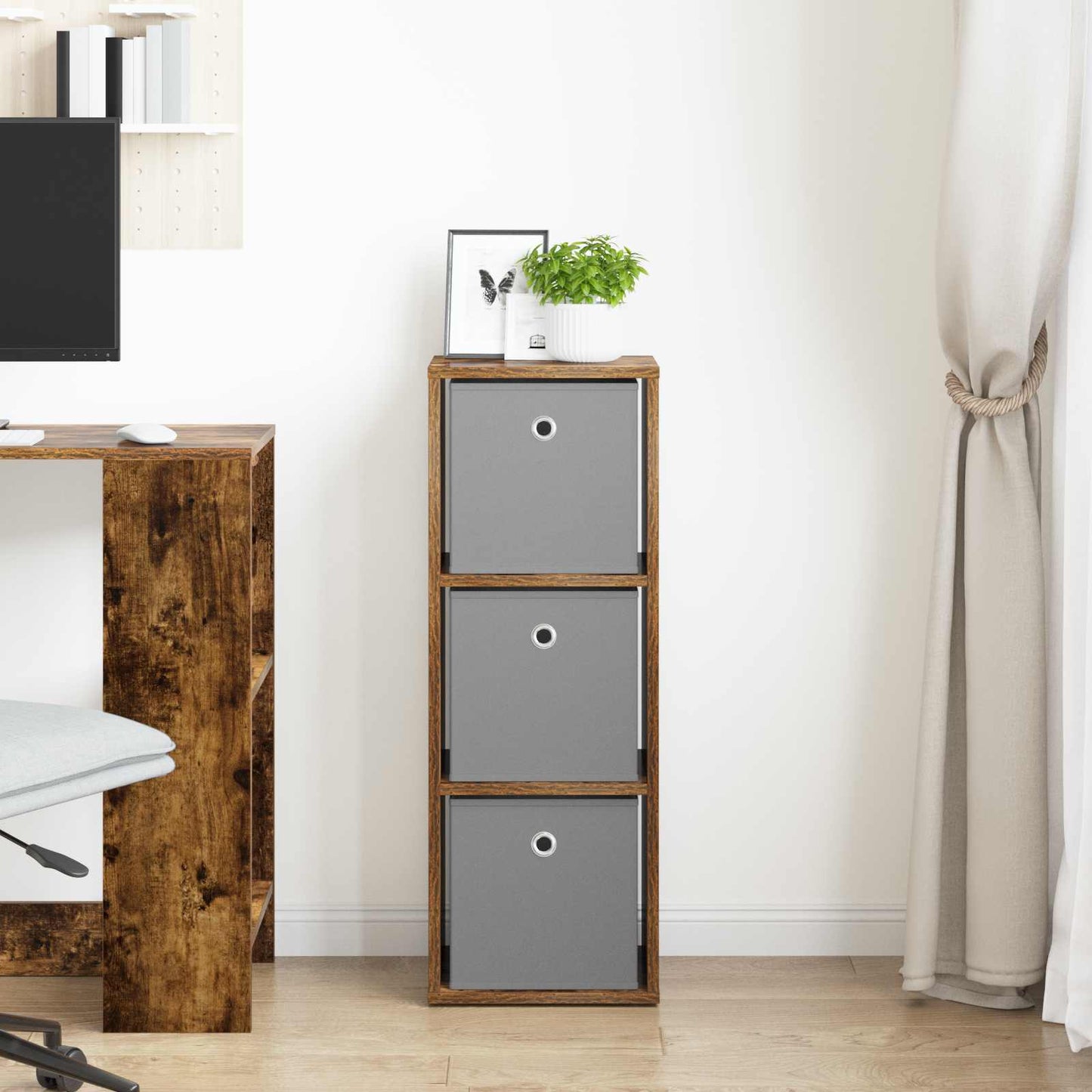 vidaXL Sideboard with Drawer Smoked Oak 30.5 x 27 x 84.5 cm
