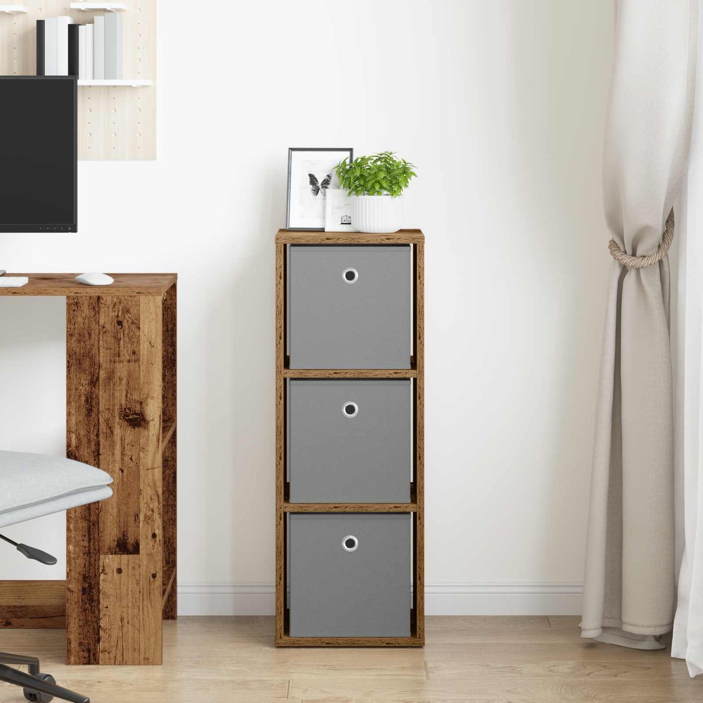 vidaXL Sideboard with Drawer Old Wood 30.5 x 27 x 84.5 cm