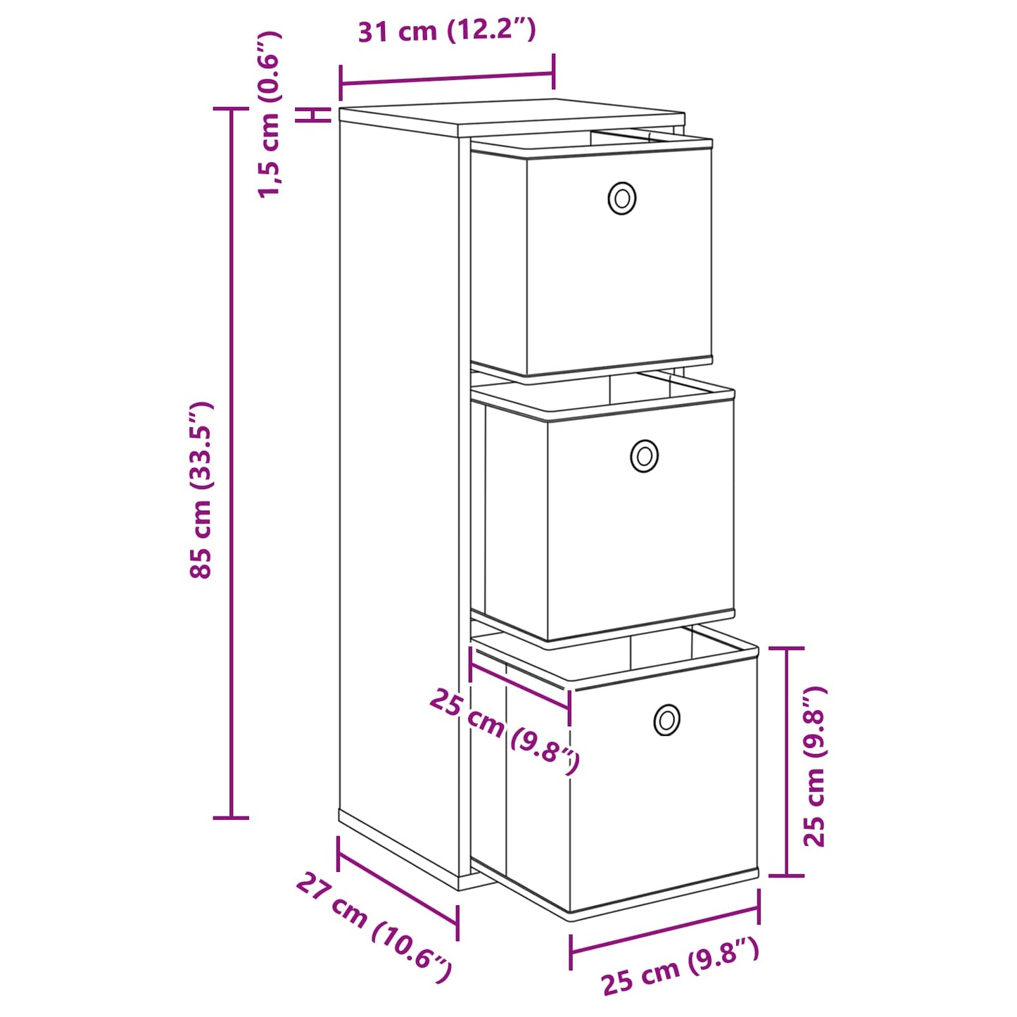 vidaXL Sideboard with Drawer Artisan Oak 30.5 x 27 x 84.5 cm