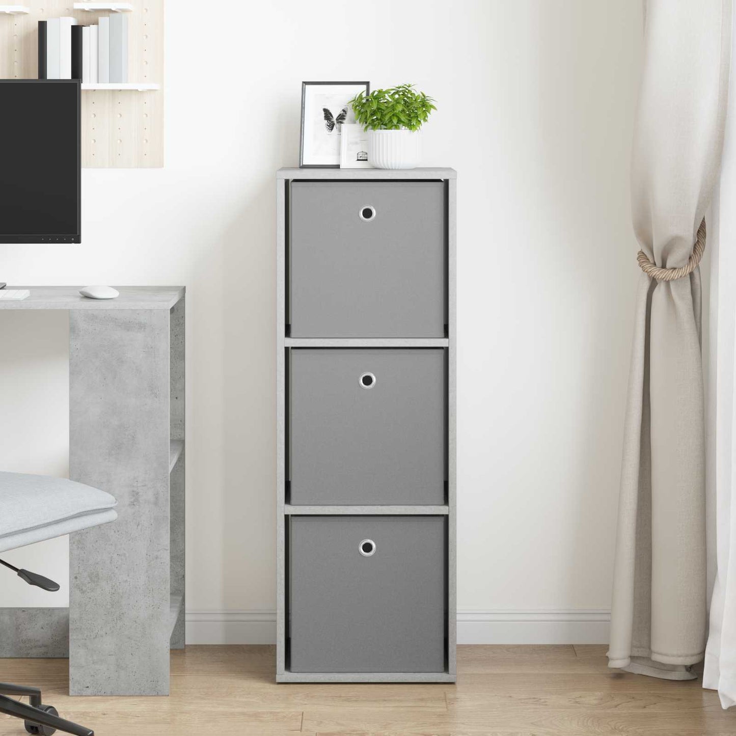 vidaXL Sideboard with Drawer Concrete Grey 35 x 32 x 99.5 cm