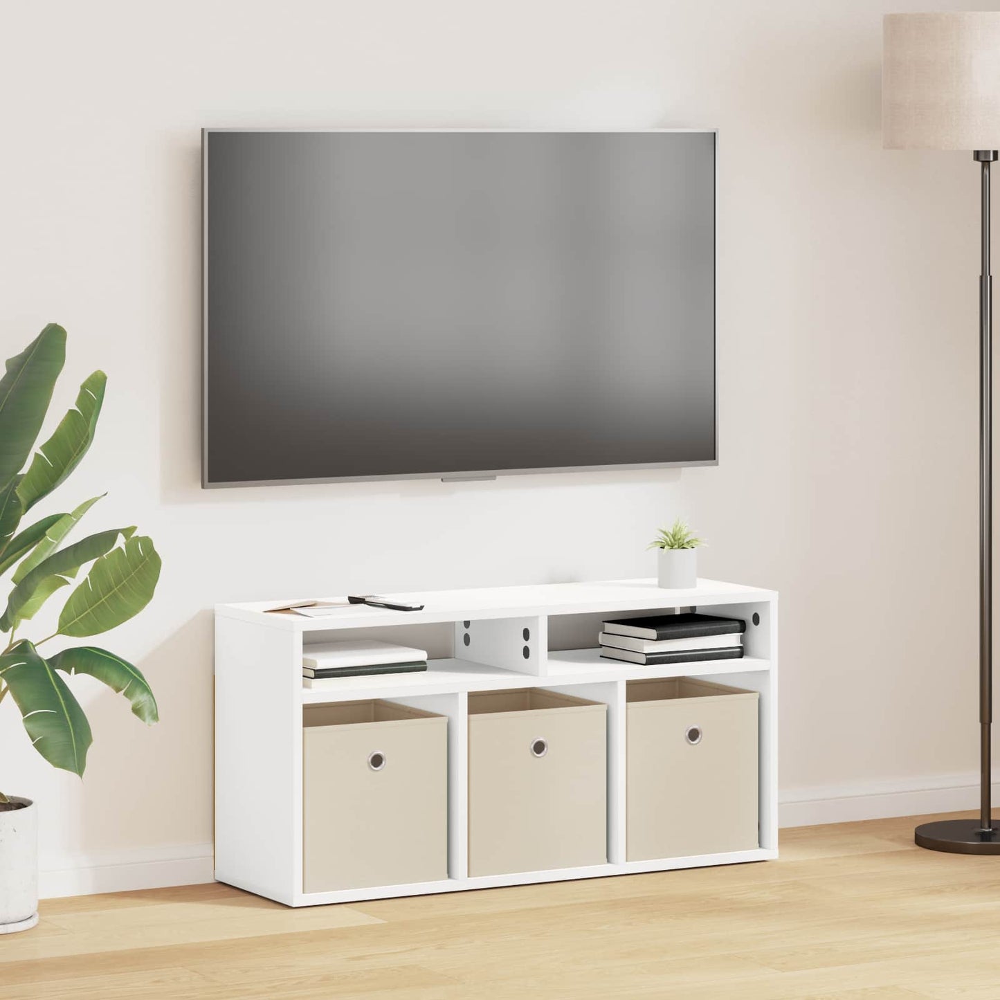 vidaXL Lowboard with Drawer White 87 x 27.5 x 43 cm