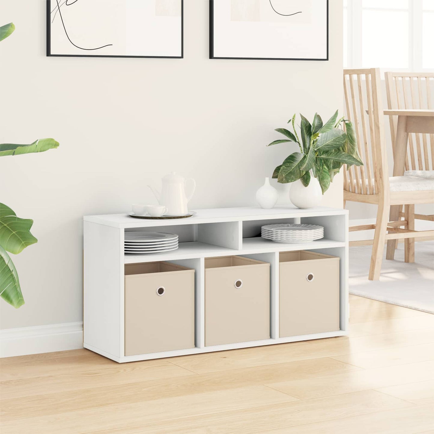 vidaXL Lowboard with Drawer White 87 x 27.5 x 43 cm