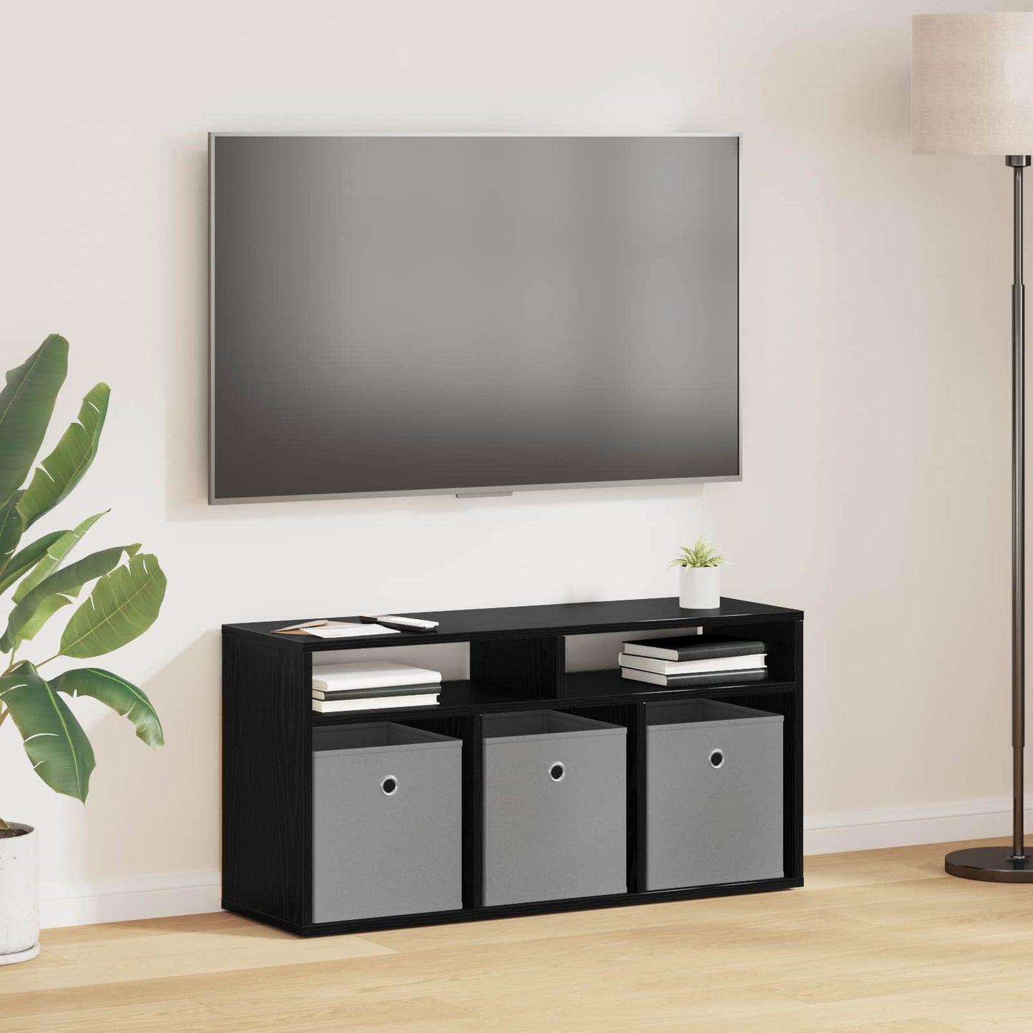 vidaXL Lowboard with Drawer Black Oak 87 x 27.5 x 43 cm
