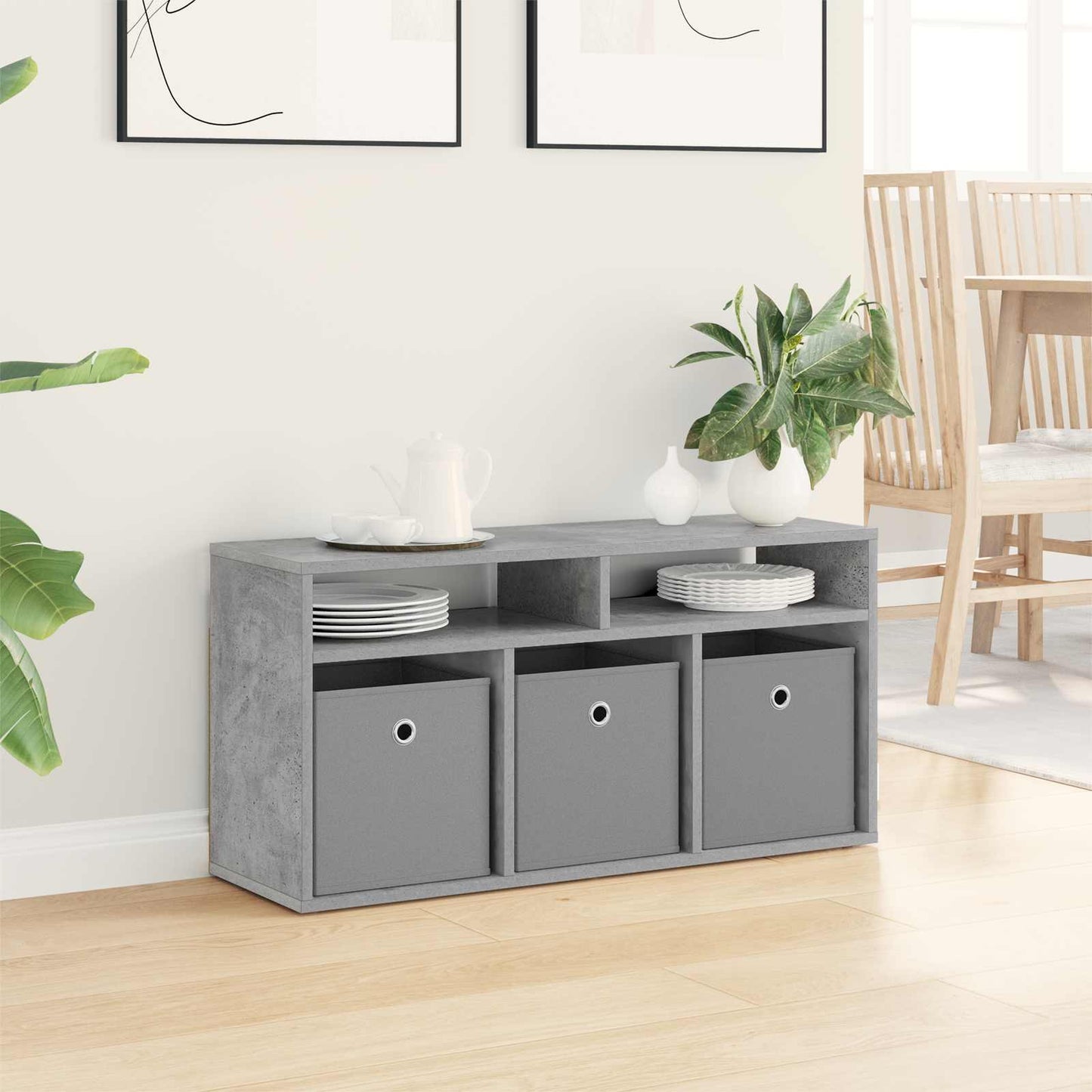 vidaXL Lowboard with Drawer Concrete Grey 87 x 27.5 x 43 cm