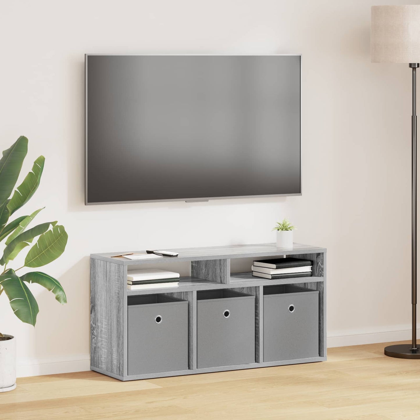 vidaXL Lowboard with Drawer Grey Sonoma 87 x 27.5 x 43 cm