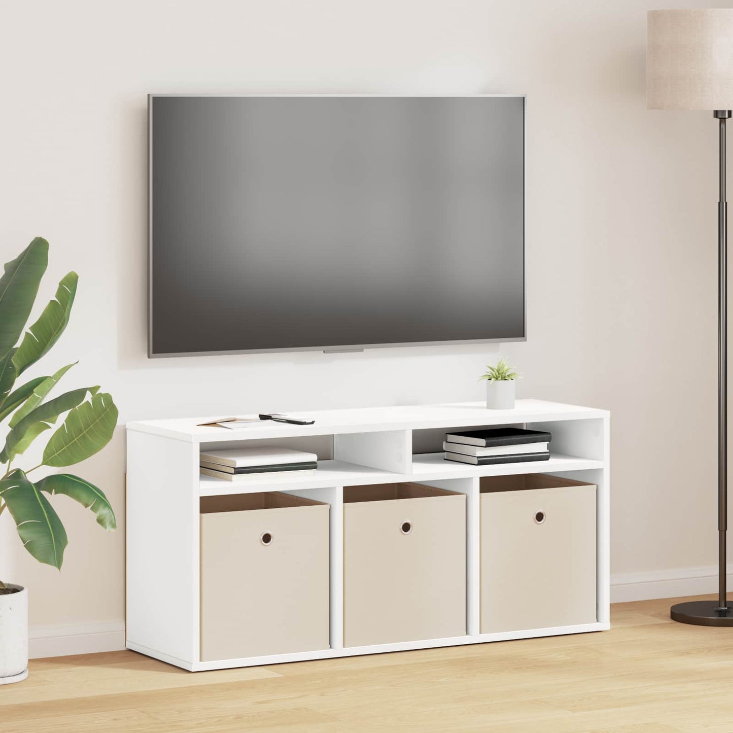 vidaXL Lowboard with Drawer White 102 x 32 x 48.5 cm
