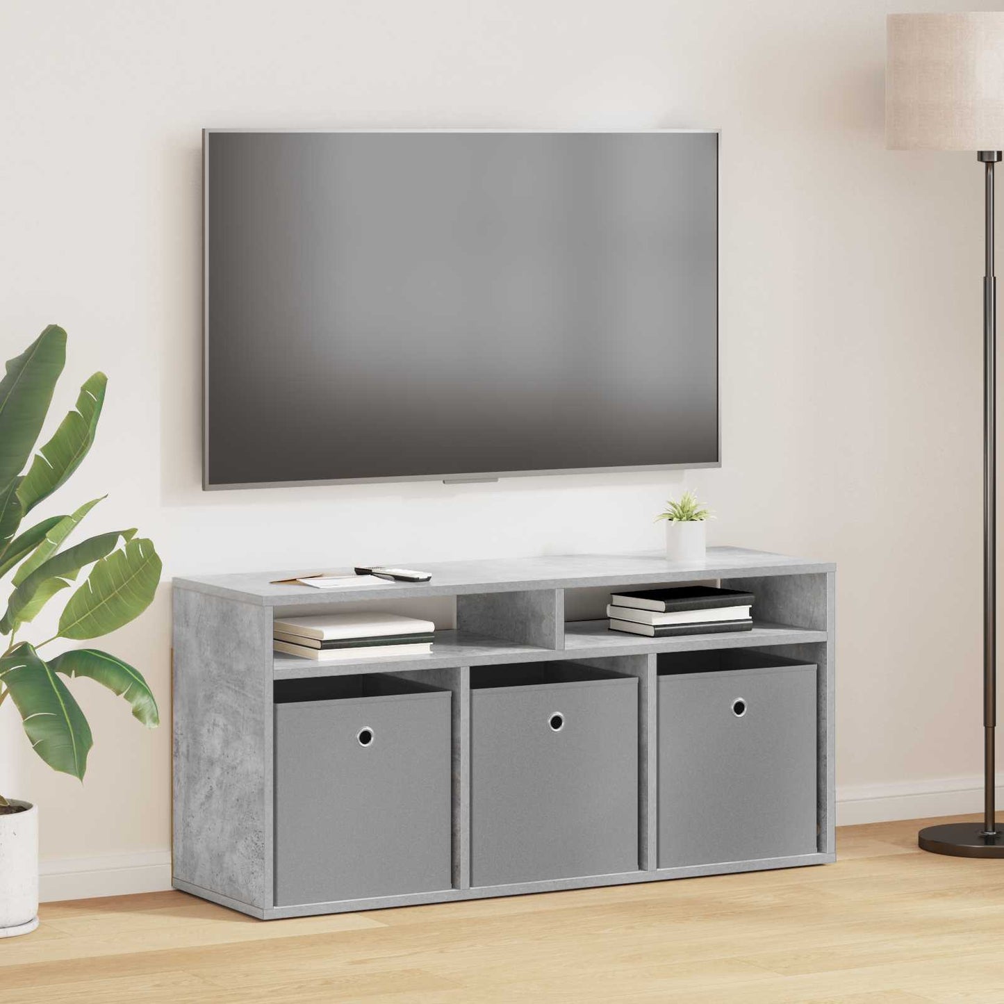 vidaXL Lowboard with Drawer Concrete Grey 102 x 32 x 48.5 cm