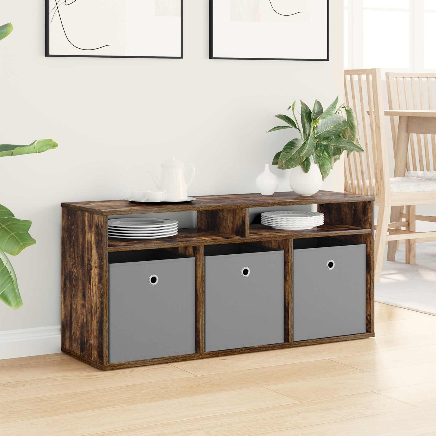 vidaXL Lowboard with Drawer Smoked Oak 102 x 32 x 48.5 cm