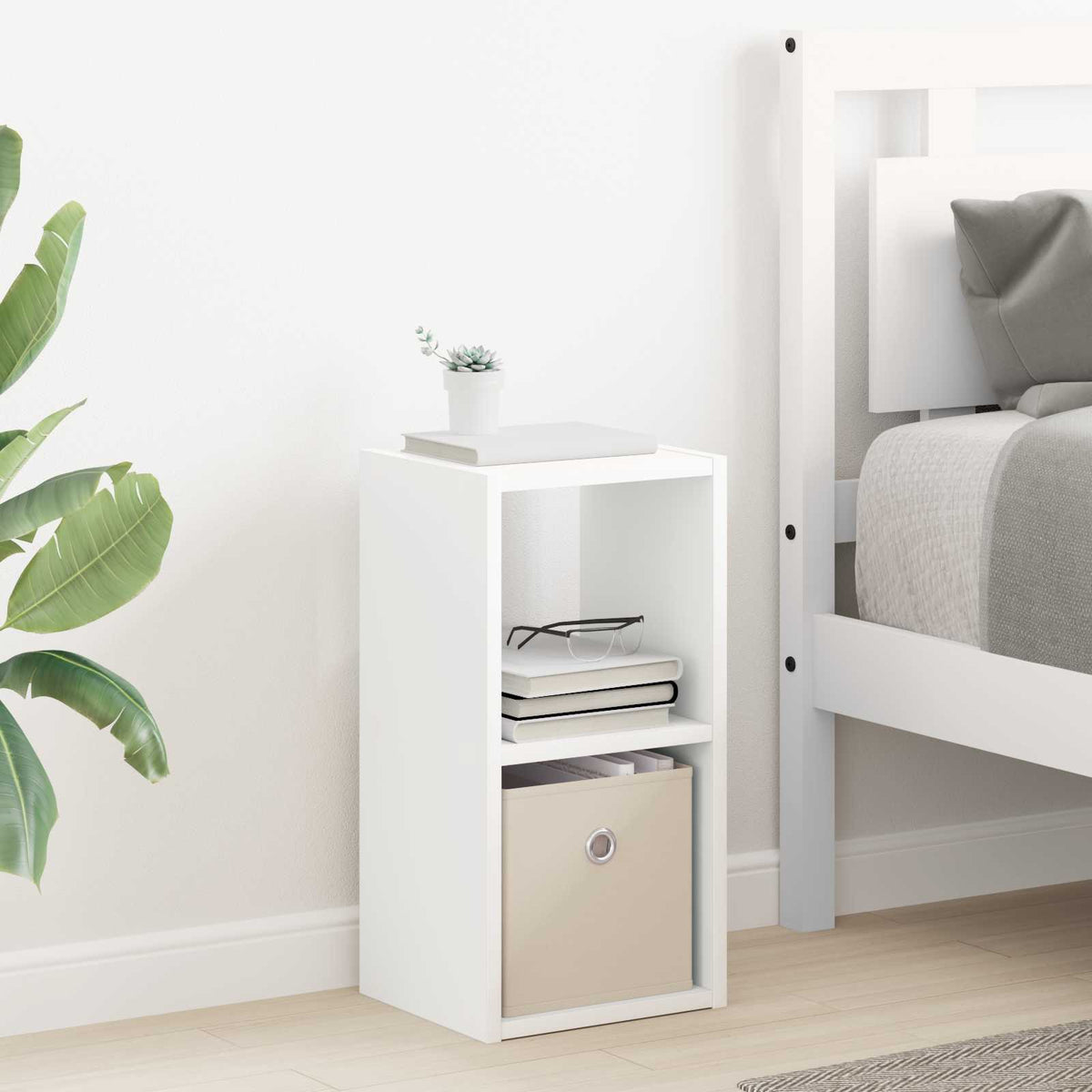 vidaXL Bedside Table White 25.5 x 22 x 49.5 cm Engineered Wood