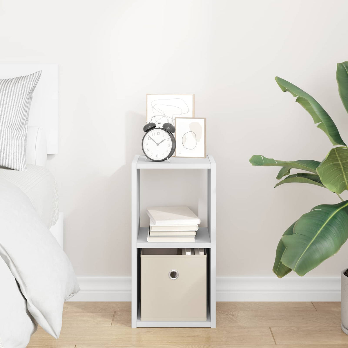 vidaXL Bedside Table White 25.5 x 22 x 49.5 cm Engineered Wood