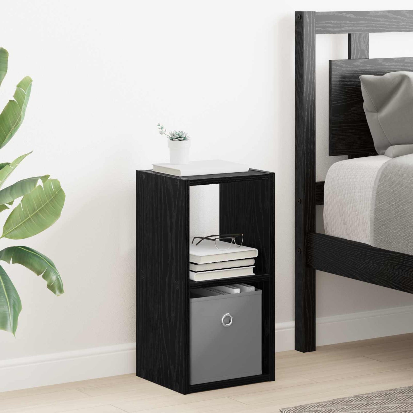 vidaXL Bedside Table with Drawer 2 pcs Black Oak 25.5 x 22 x 49.5 cm