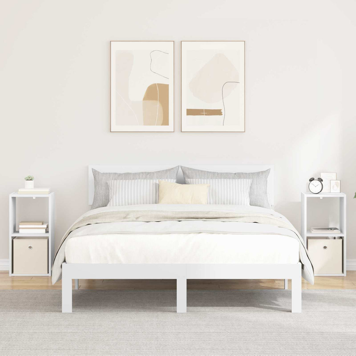 vidaXL Bedside Table 2 pcs White 30.5 x 27 x 59.5 cm Engineered Wood