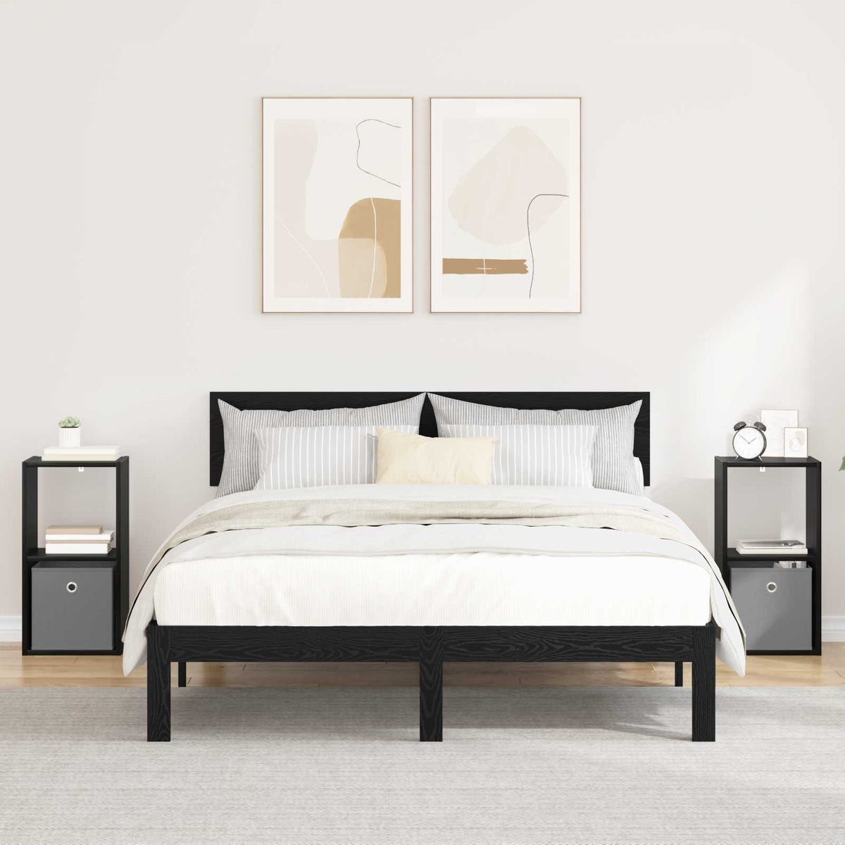 vidaXL Bedside Table 2 pcs Black Oak 30.5 x 27 x 59.5 cm