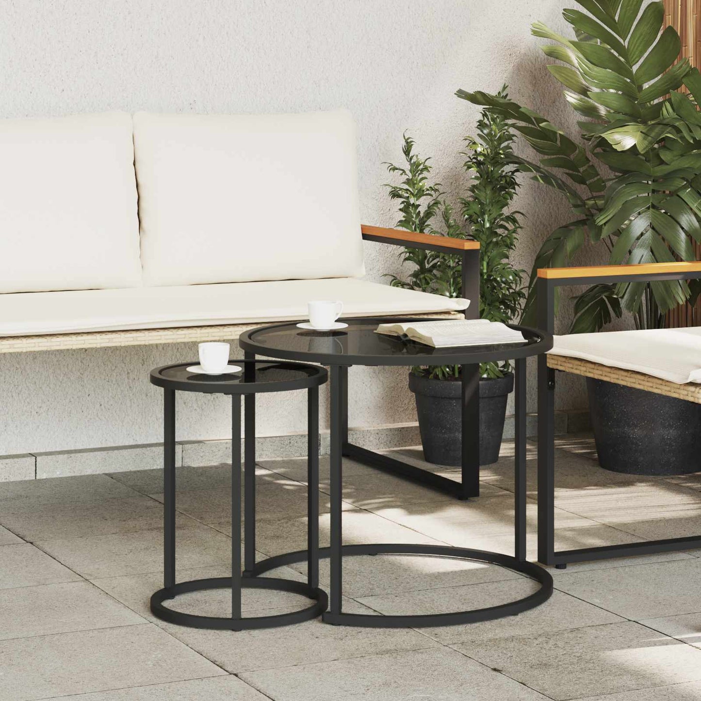 vidaXL Coffee Table Set 2 pcs 55 x 55 x 45 cm steel