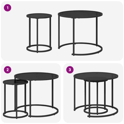 vidaXL Coffee Table Set 2 pcs 55 x 55 x 45 cm steel