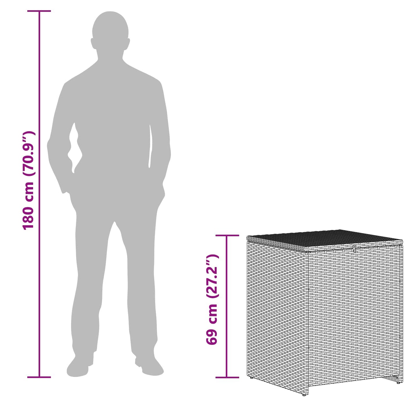 vidaXL Cushion Box 55 x 55 x 69 cm steel