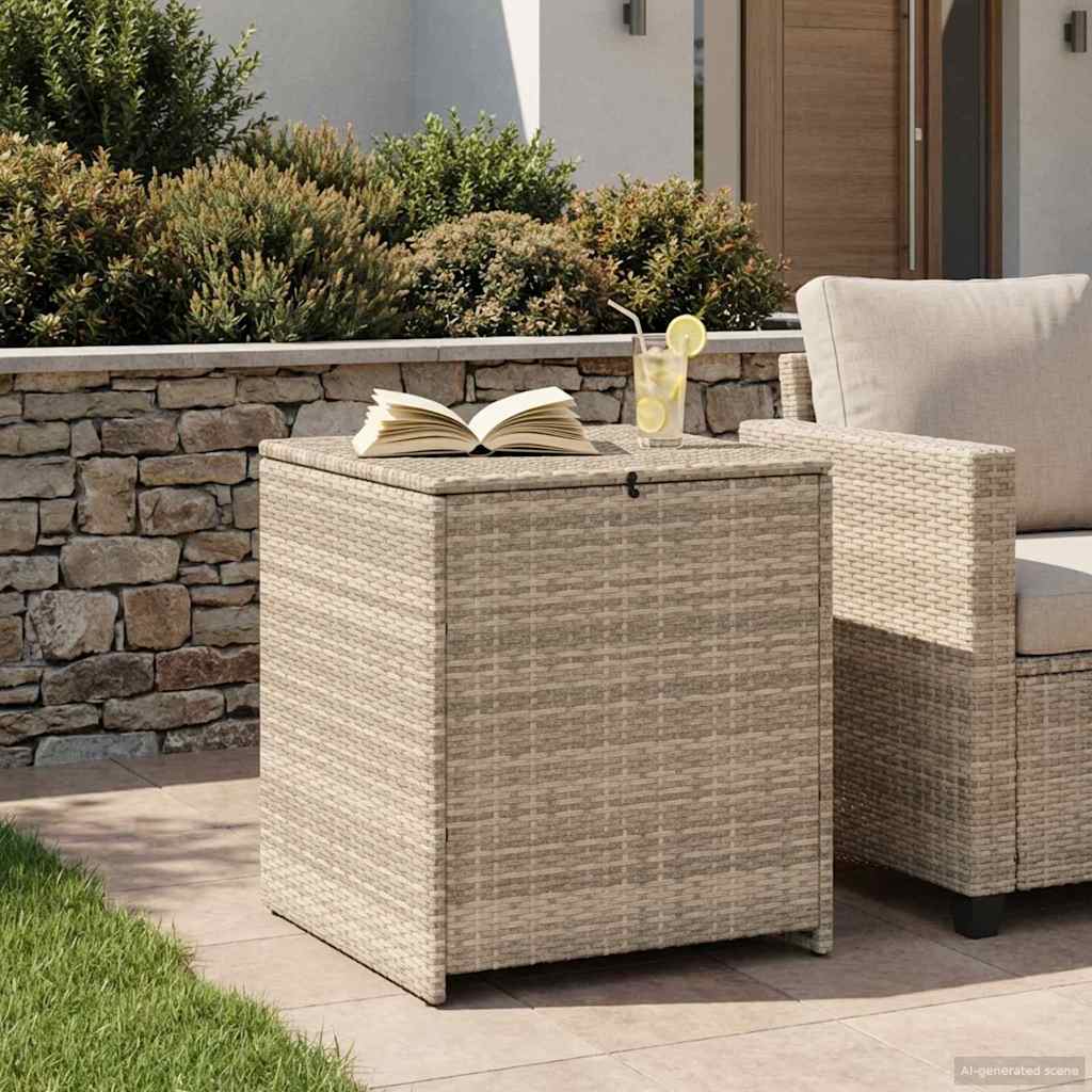 vidaXL Cushion Box Light Grey 55 x 55 x 69 cm Poly Rattan