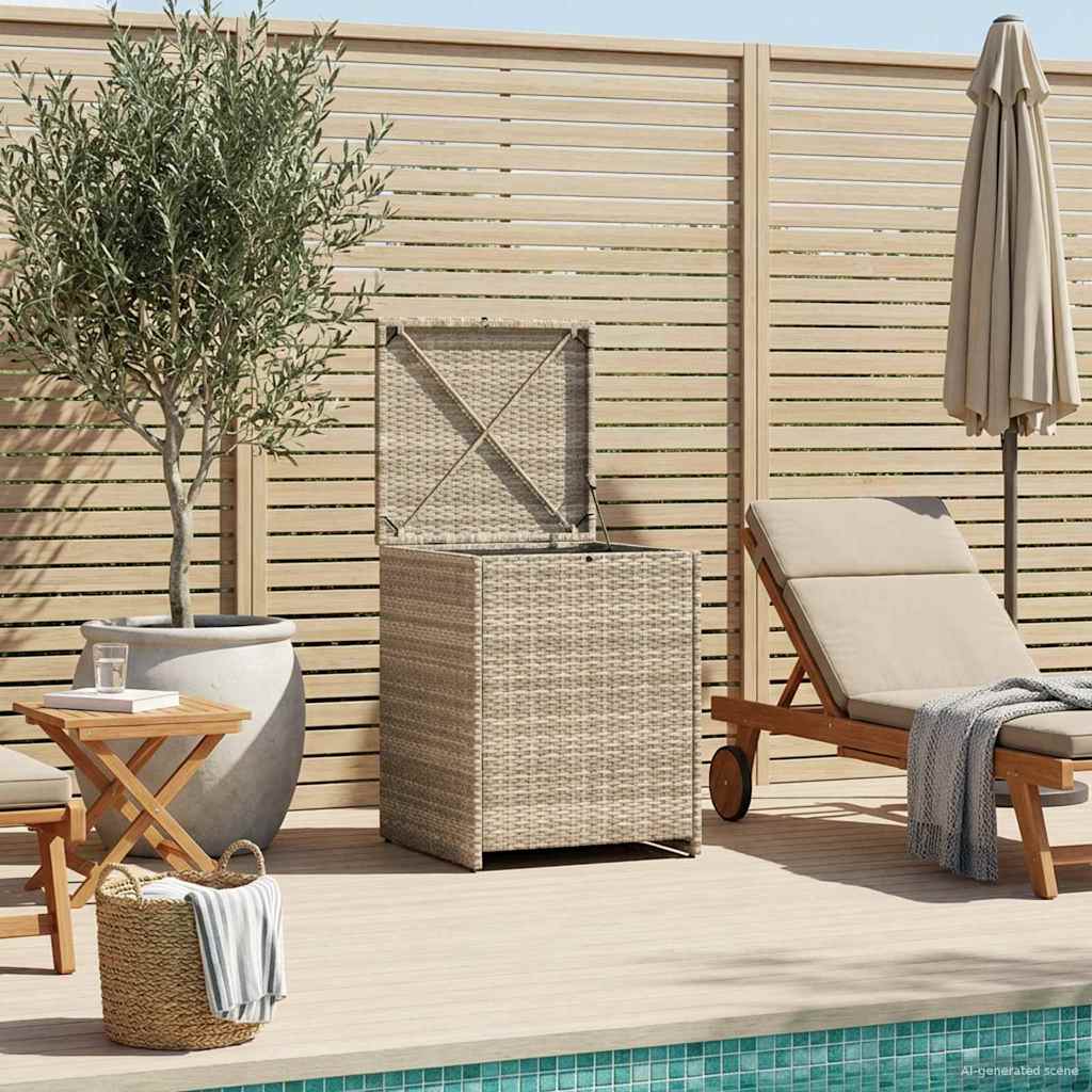 vidaXL Cushion Box Light Grey 55 x 55 x 69 cm Poly Rattan