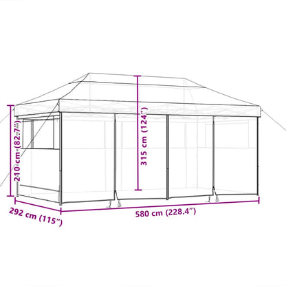 vidaXL Party Tent Pop-up Taupe 580 x 292 x 315 cm Oxford Fabric